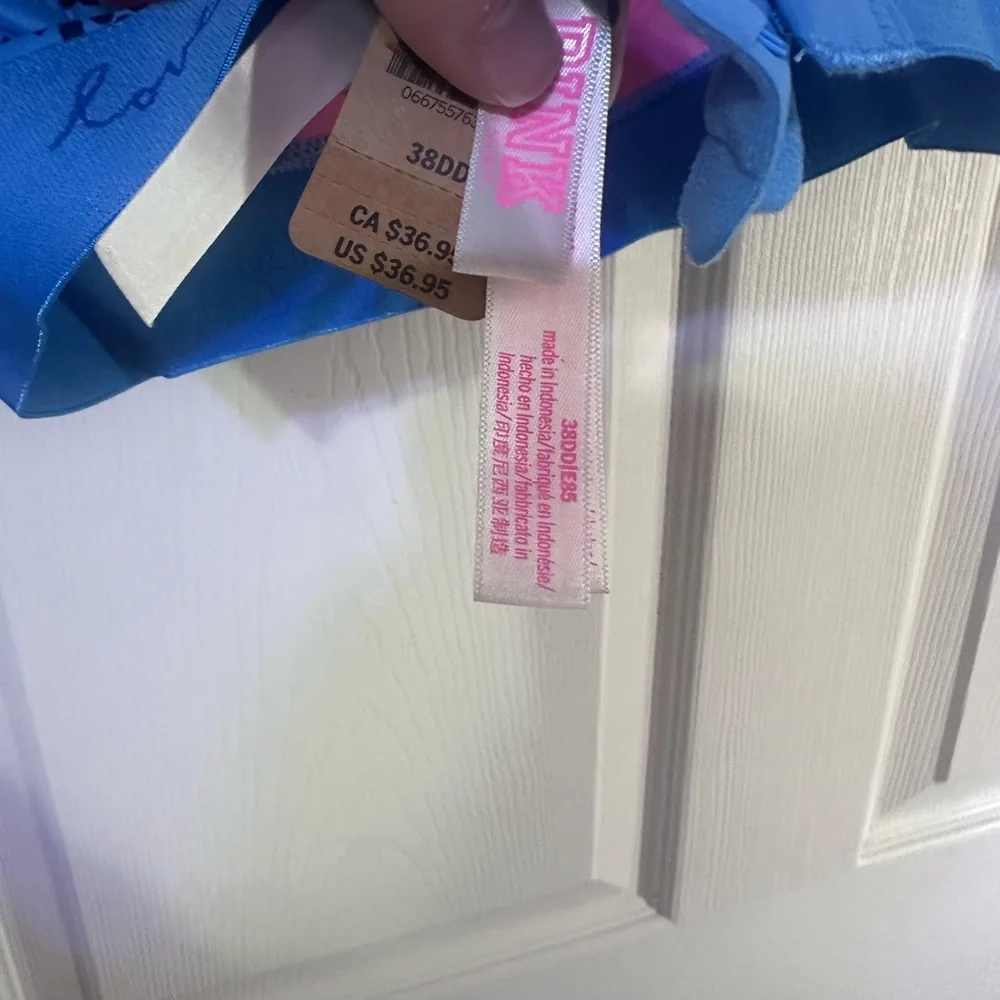 PINK Victoria's Secret Blue Bra with Black Accents - Picture 3 of 3